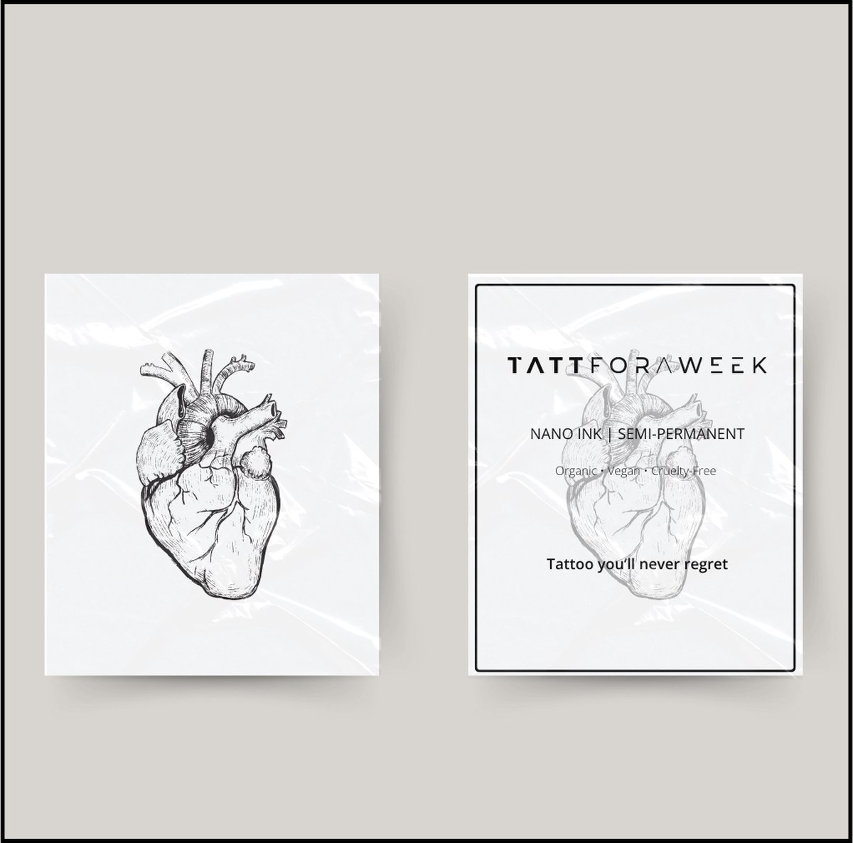 Tijdelijke tattoo organisch hart | Neptattoo volwassenen | Tijdelijke tattoo voor volwassenen | Temporary tattoo | Plaktattoos voor volwassenen | Neptattoos | Probeer zorgeloos een tattoo | tattforaweek